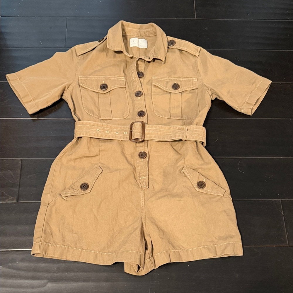 Banana Republic Tan Button-Up Romper